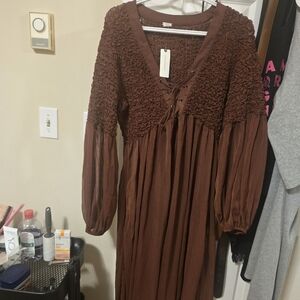 Anthropologie Brown Long Sleeve Dress